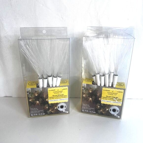 2 Pack NEW Ashland Fiber Optic String Lights Warm White 4.5FT-10 Lights EACH - Picture 1 of 9